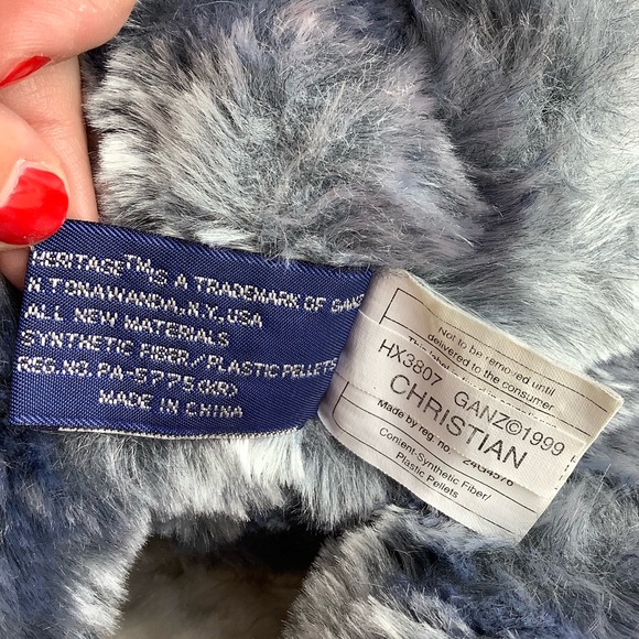 Vintage 1999 GANZ Heritage Collection Blue Grey Plush Stuffed Bear CHRISTIAN - Picture 7 of 10